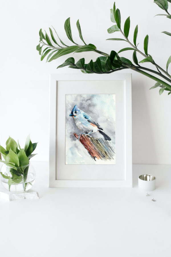 Bird painting (shown in frame)